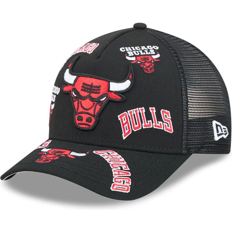 casquette-trucker-noire-9forty-m-crown-a-frame-all-over-chicago-bulls-nba-new-era