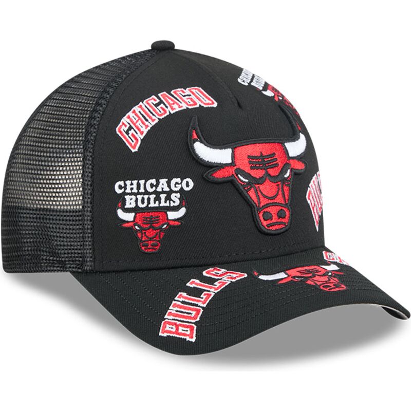 casquette-trucker-noire-9forty-m-crown-a-frame-all-over-chicago-bulls-nba-new-era