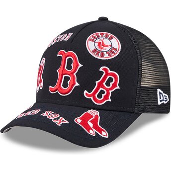 Mützen gebogen marineblau snapback 9FORTY M-Crown A Frame All Over der Boston Red Sox MLB von New Era