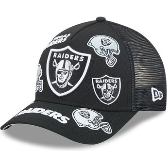 Mützen gebogen schwarz snapback 9FORTY M-Crown A Frame All Over der Las Vegas Raiders NFL von New Era