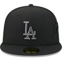 casquette-plate-noire-ajustee-avec-logo-grise-59fifty-side-script-los-angeles-dodgers-mlb-new-era