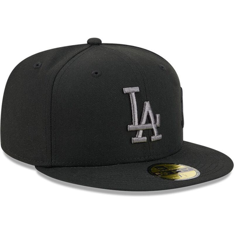 casquette-plate-noire-ajustee-avec-logo-grise-59fifty-side-script-los-angeles-dodgers-mlb-new-era