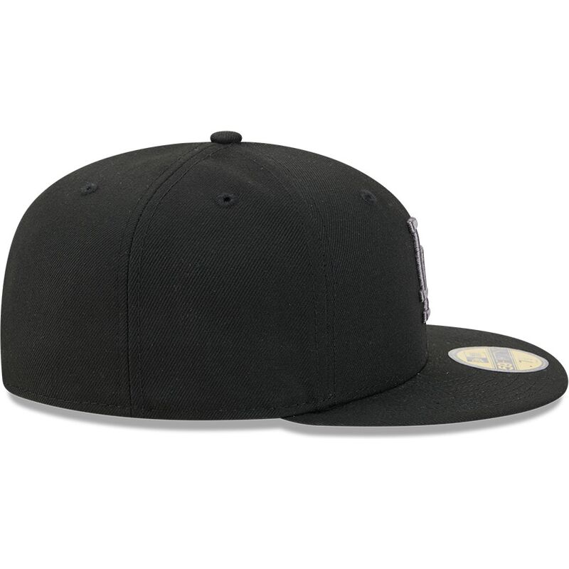 casquette-plate-noire-ajustee-avec-logo-grise-59fifty-side-script-los-angeles-dodgers-mlb-new-era