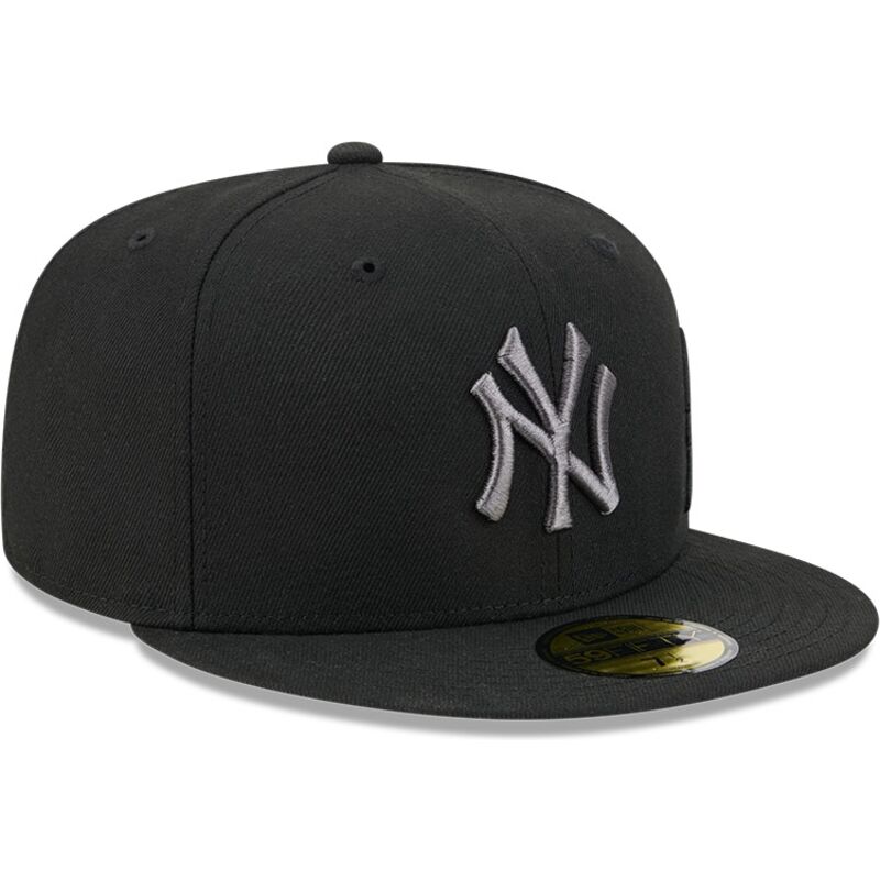 casquette-plate-noire-ajustee-avec-logo-grise-59fifty-side-script-new-york-yankees-mlb-new-era