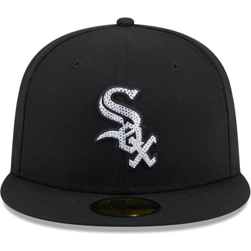 mutzen-flach-schwarz-angepasst-59fifty-rhinestone-badge-der-chicago-white-sox-mlb-von-new-era
