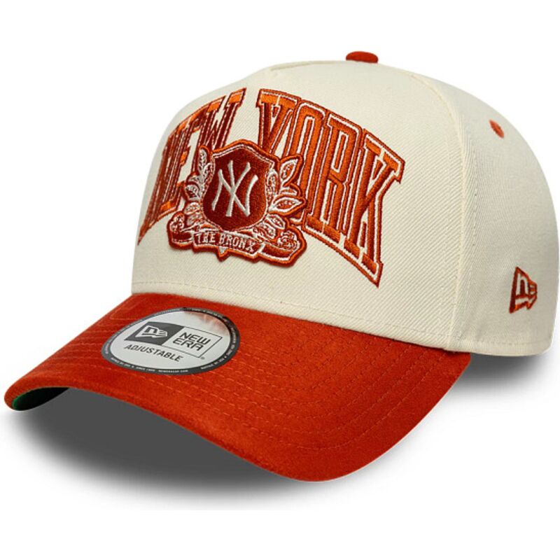 mutzen-gebogen-beige-snapback-e-frame-wordmark-suede-der-new-york-yankees-mlb-von-new-era