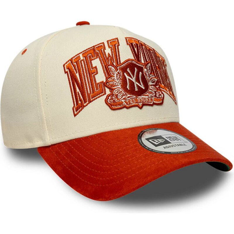 mutzen-gebogen-beige-snapback-e-frame-wordmark-suede-der-new-york-yankees-mlb-von-new-era