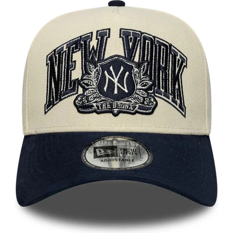 mutzen-gebogen-beige-snapback-e-frame-wordmark-suede-der-new-york-yankees-mlb-von-new-era