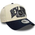 mutzen-gebogen-beige-snapback-e-frame-wordmark-suede-der-new-york-yankees-mlb-von-new-era