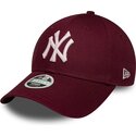casquette-courbee-rouge-ajustable-pour-femme-avec-logo-rose-9forty-metallic-logo-new-york-yankees-mlb-new-era