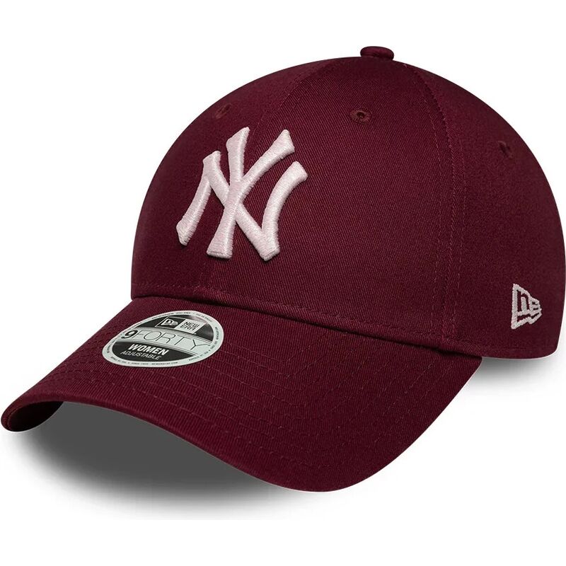 casquette-courbee-rouge-ajustable-pour-femme-avec-logo-rose-9forty-metallic-logo-new-york-yankees-mlb-new-era