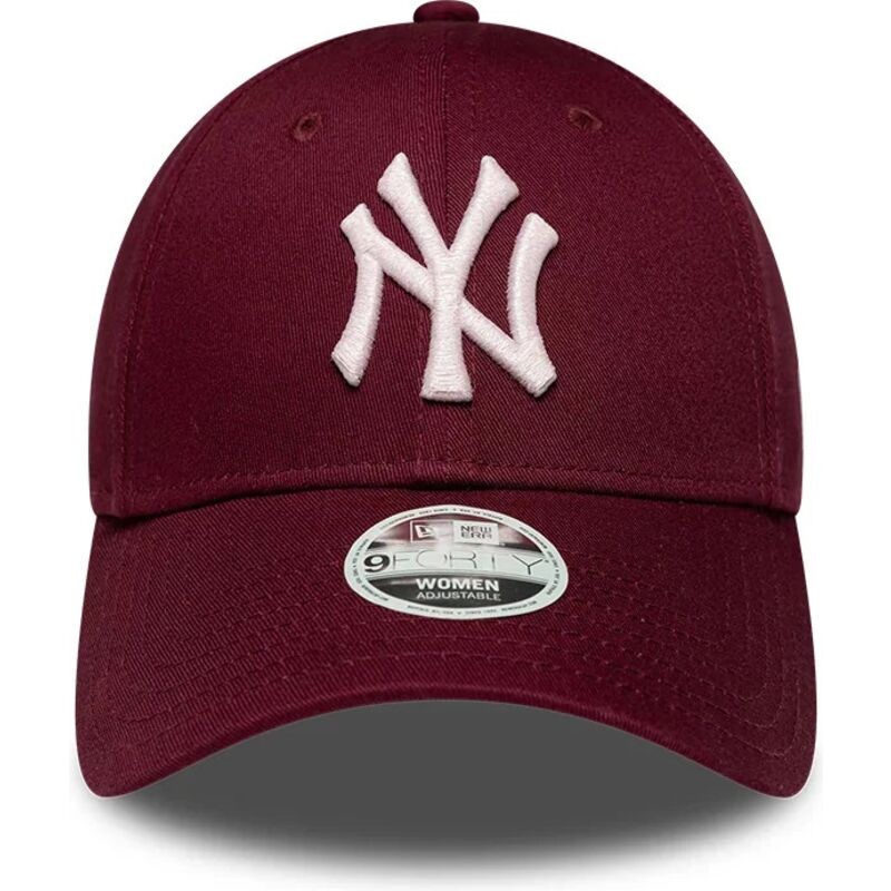 casquette-courbee-rouge-ajustable-pour-femme-avec-logo-rose-9forty-metallic-logo-new-york-yankees-mlb-new-era