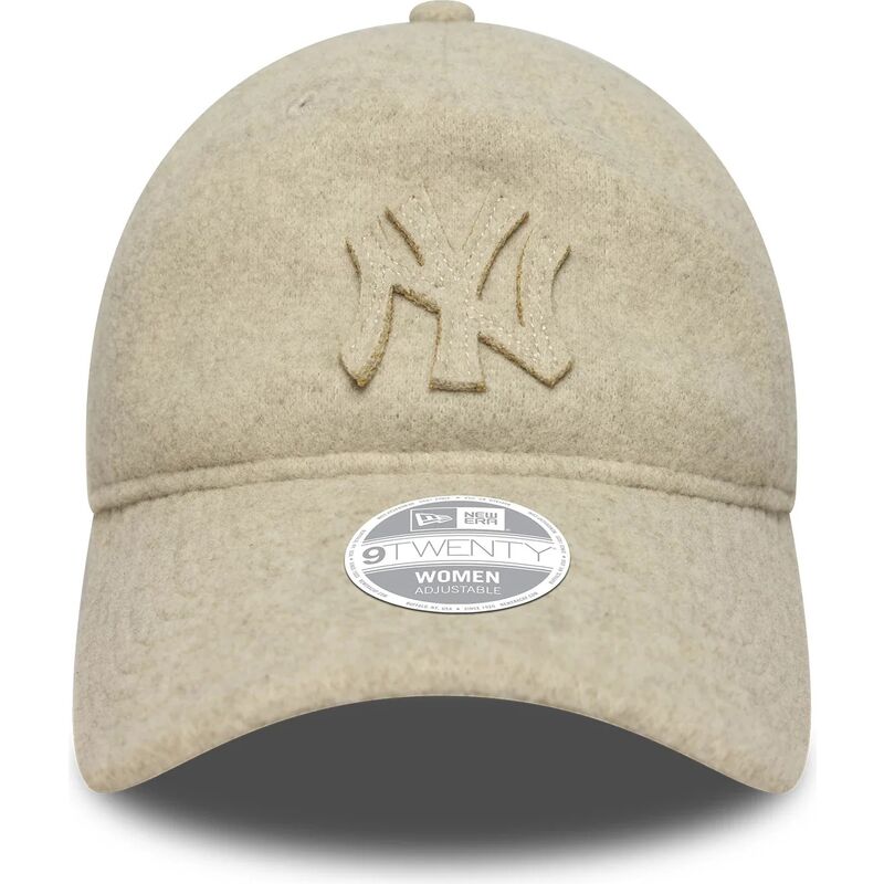 mutzen-gebogen-beige-verstellbares-band-9twenty-a-frame-melton-luxe-der-new-york-yankees-mlb-von-new-era