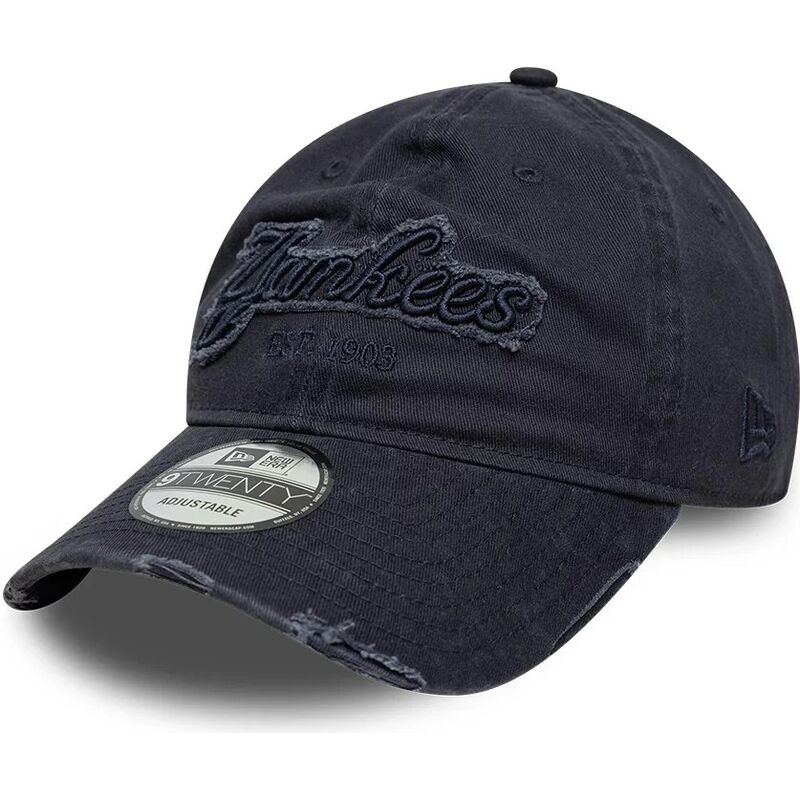 mutzen-gebogen-marineblau-verstellbares-band-9twenty-distress-wordmark-der-new-york-yankees-mlb-von-new-era