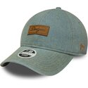 casquette-courbee-bleue-ajustable-pour-femme-avec-logo-marron-9twenty-denim-los-angeles-dodgers-mlb-new-era