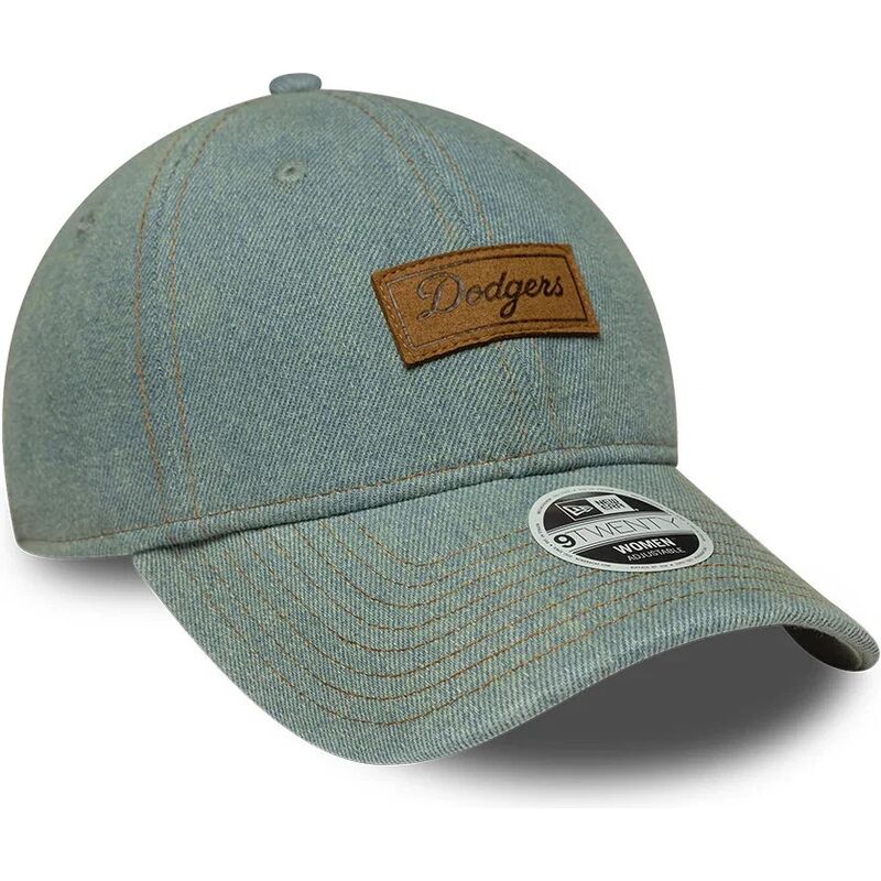 mutzen-gebogen-blau-verstellbares-band-9twenty-denim-der-los-angeles-dodgers-mlb-von-new-era