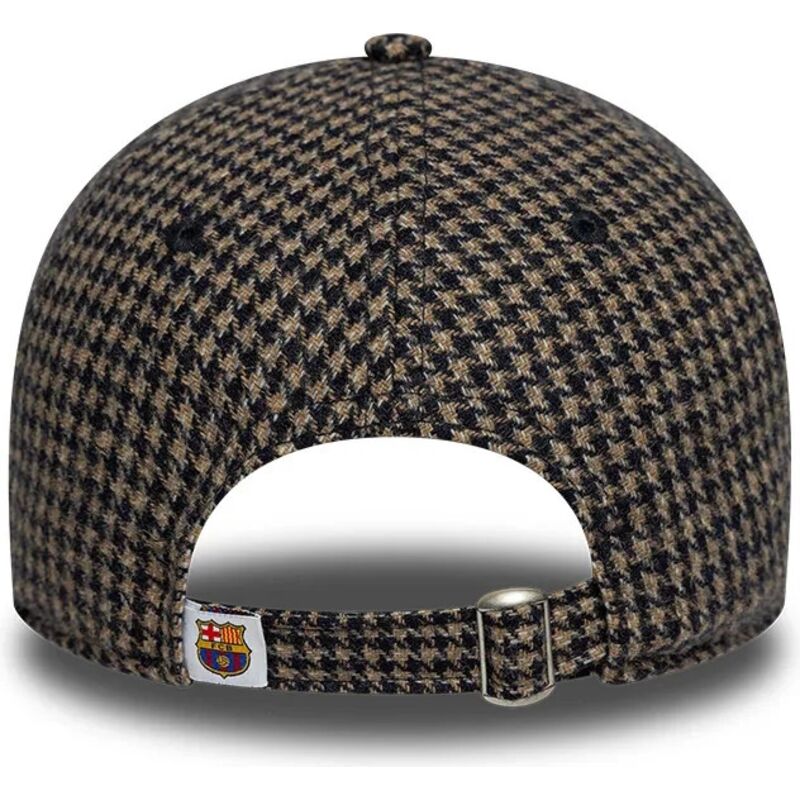 casquette-courbee-marron-ajustable-9twenty-herringbone-fc-barcelona-laliga-new-era