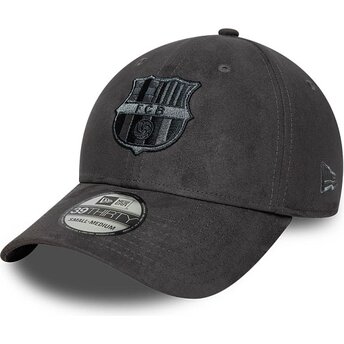 Mützen gebogen grau angepasst 39THIRTY Faux Suede der FC Barcelona LALIGA von New Era