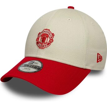 Mützen gebogen beige verstellbares band für Kinder 9FORTY Contrast der Manchester United Football Club Premier League von New Era