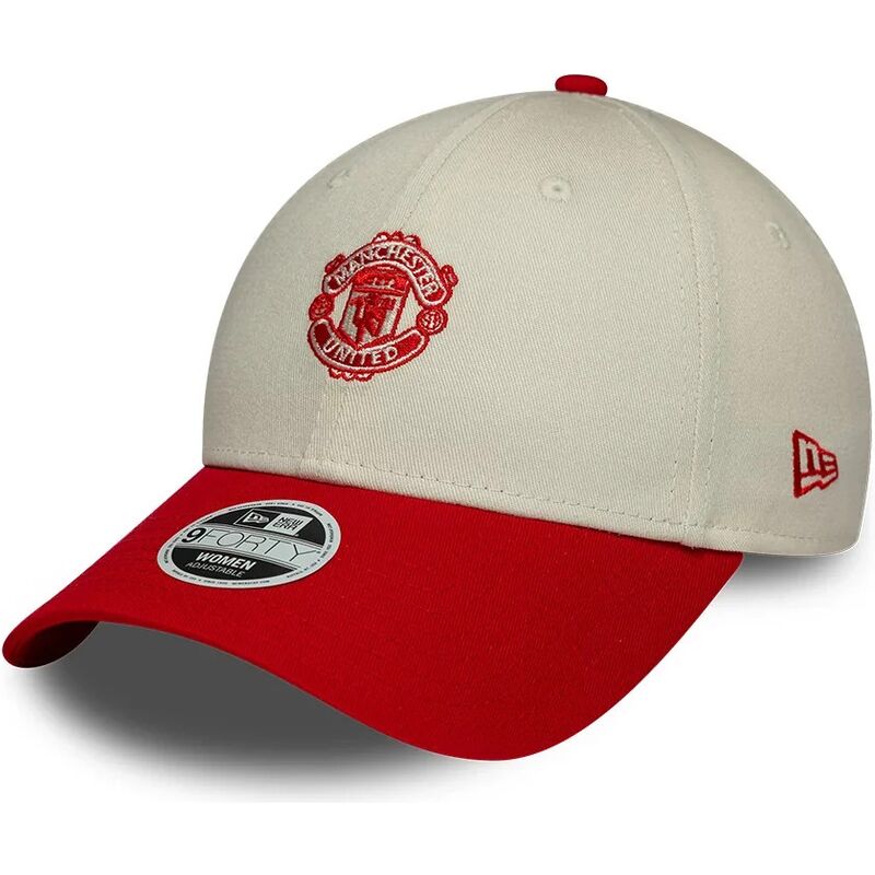 casquette-courbee-beige-et-rouge-ajustable-pour-femme-9forty-contrast-manchester-united-football-club-premier-league-new-era