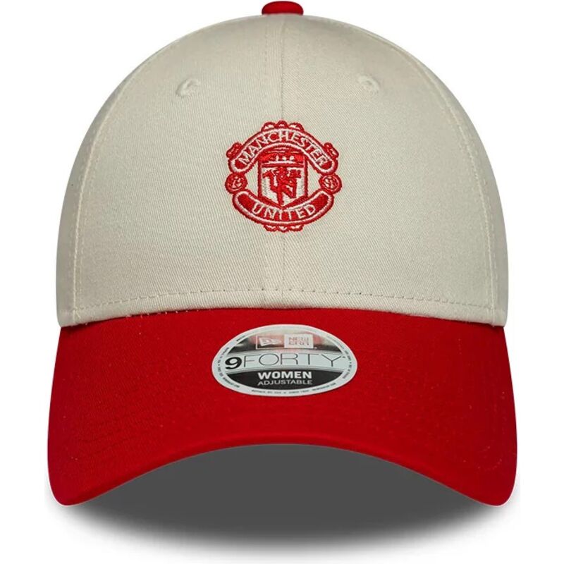 casquette-courbee-beige-et-rouge-ajustable-pour-femme-9forty-contrast-manchester-united-football-club-premier-league-new-era