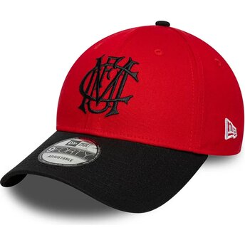Casquette courbée rouge et noire ajustable 9FORTY Contrast Manchester United Football Club Premier League New Era