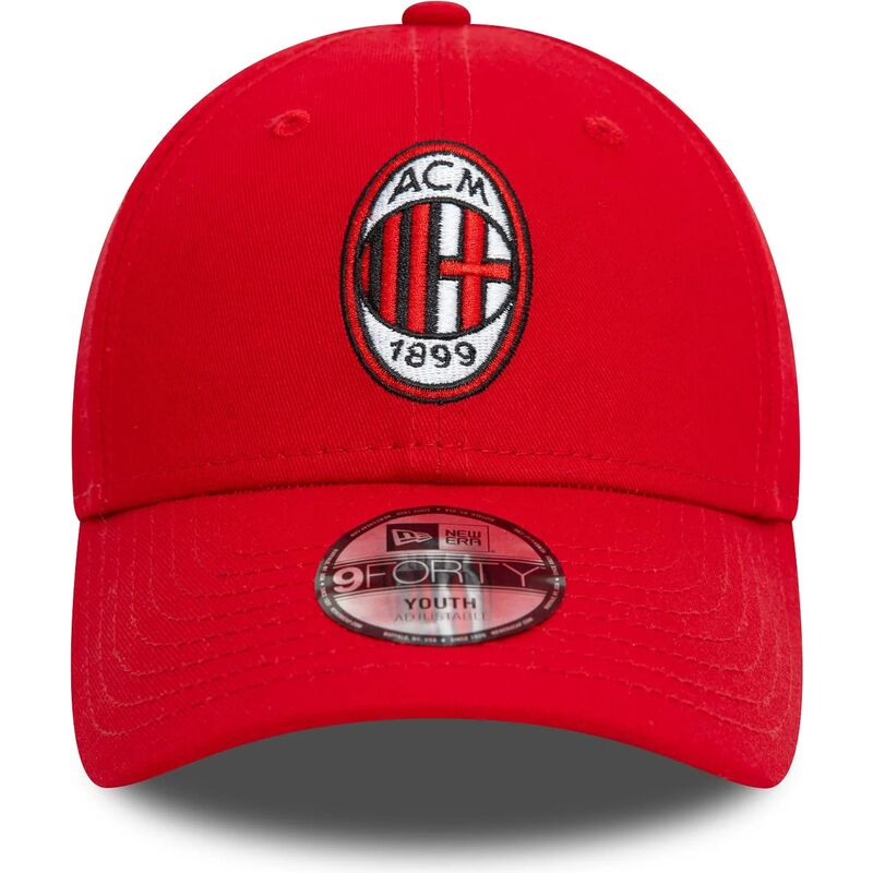 casquette-courbee-rouge-ajustable-pour-enfant-9forty-core-ac-milan-serie-a-new-era