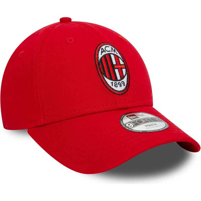 casquette-courbee-rouge-ajustable-pour-enfant-9forty-core-ac-milan-serie-a-new-era