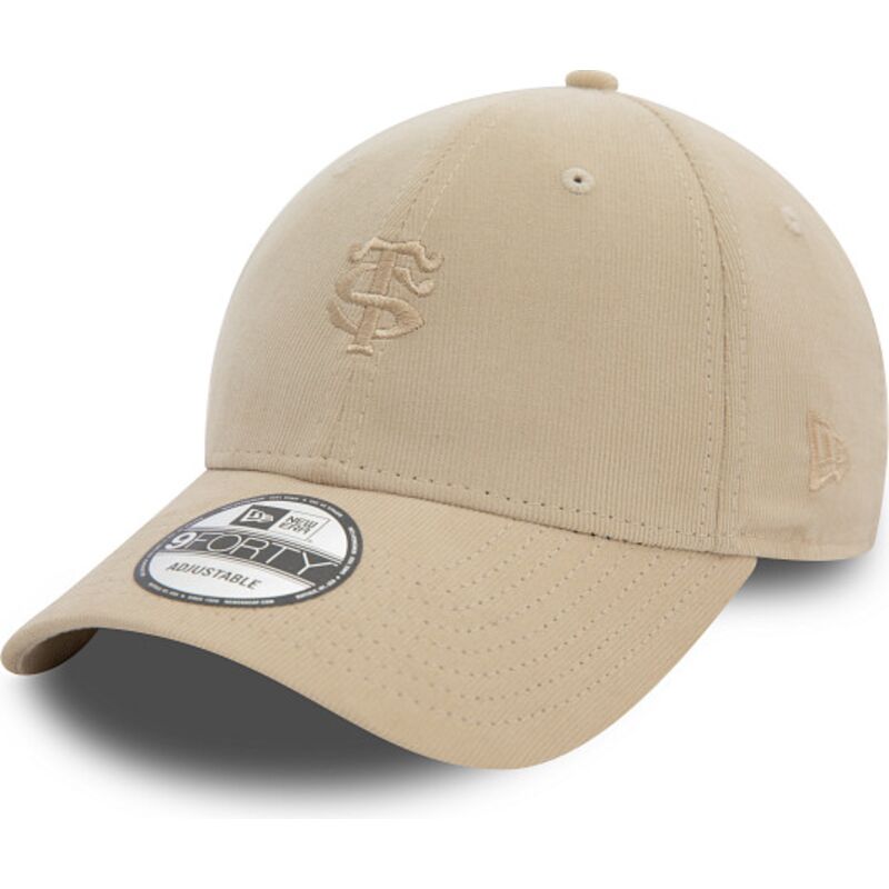 casquette-courbee-beige-ajustable-avec-logo-beige-9forty-baby-cord-stade-toulousain-top-14-new-era