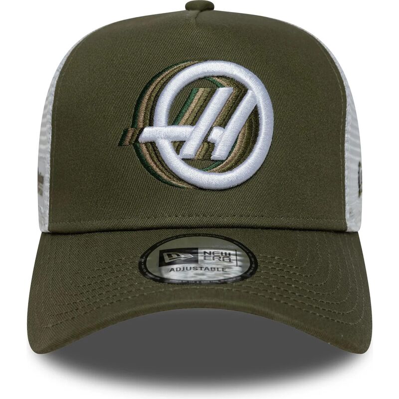 casquette-trucker-verte-et-blanche-a-frame-seasonal-haas-f1-team-formula-1-new-era