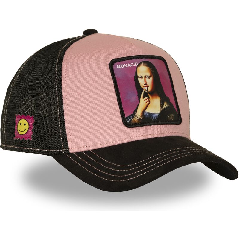 casquette-trucker-rose-et-noire-mona-lisa-acid-art1-mona-monacid-famous-capslab casquette-trucker-rose-et-noire-mona-lisa-acid-art1-mona-monacid-famous-capslab