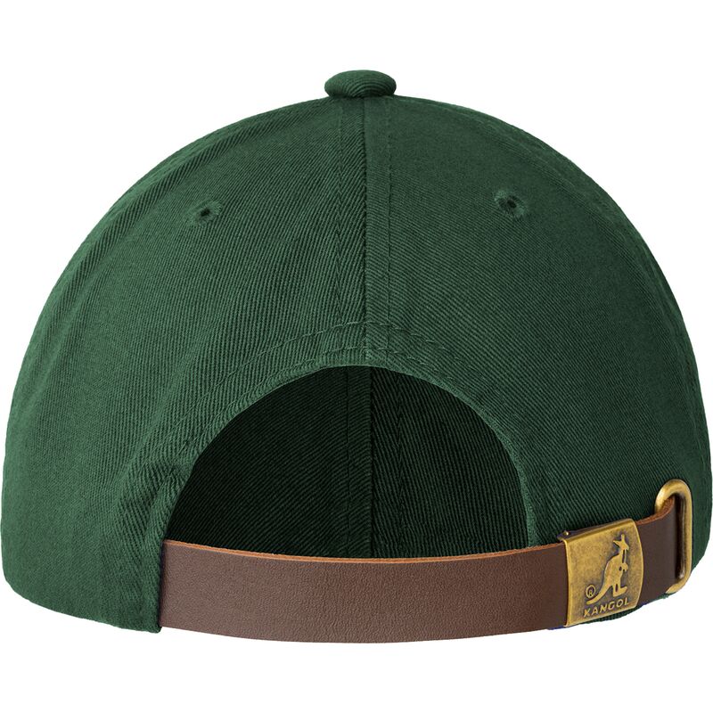 grune-verstellbare-curved-cap-mit-rotem-logo-washed-baseball-algae-von-kangol