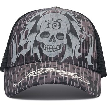 Mützen gebogen schwarz snapback 13 Skull von Ed Hardy