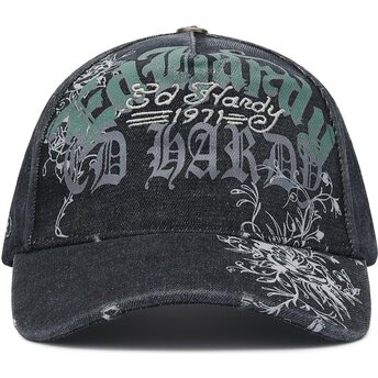 Mützen gebogen schwarz verstellbares band Distressed Floral Gothic von Ed Hardy