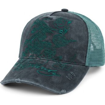 Mützen gebogen schwarz snapback Outline Distressed von Ed Hardy