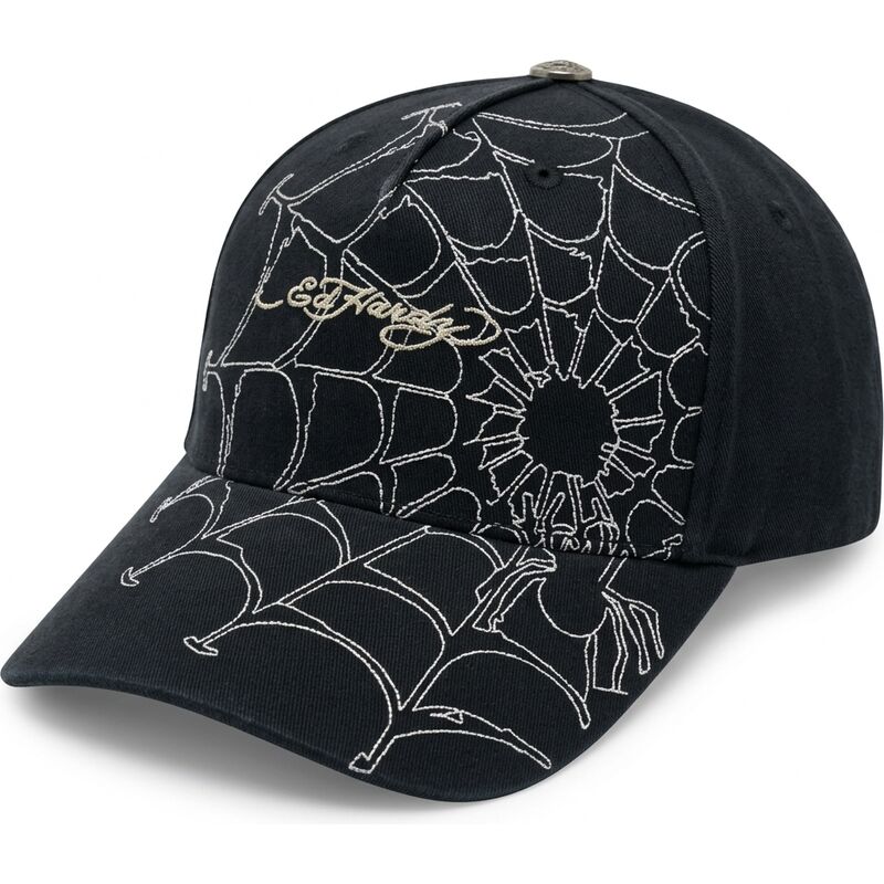 casquette-courbee-noire-et-blanche-ajustable-spiderweb-ed-hardy