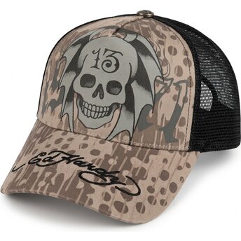 Mützen gebogen grau snapback 13 Skull von Ed Hardy