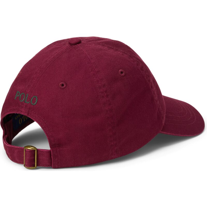 casquette-courbee-grenat-rouge-ajustable-avec-logo-vert-cotton-chino-classic-sport-polo-ralph-lauren