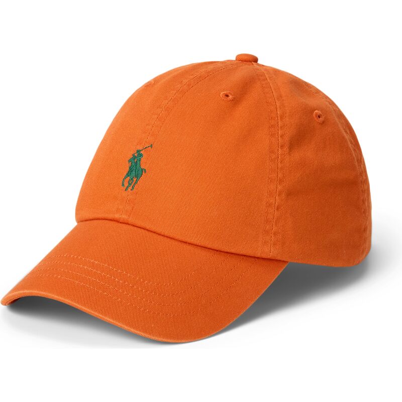 casquette-courbee-orange-fonce-ajustable-avec-logo-vert-cotton-chino-classic-sport-polo-ralph-lauren