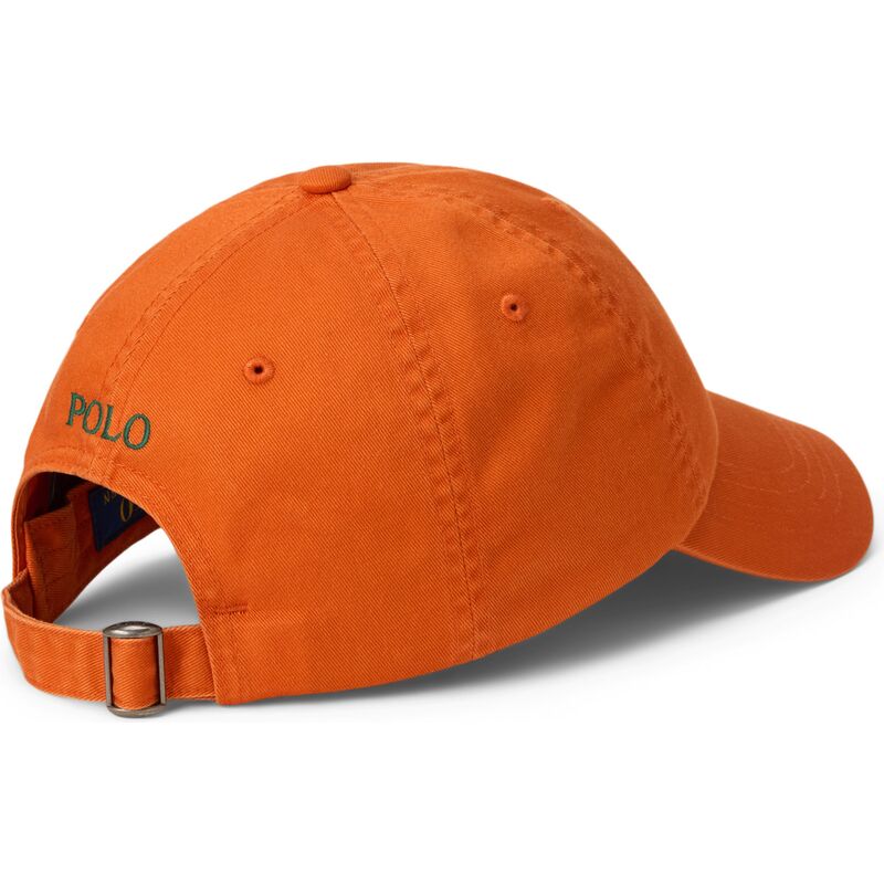 casquette-courbee-orange-fonce-ajustable-avec-logo-vert-cotton-chino-classic-sport-polo-ralph-lauren