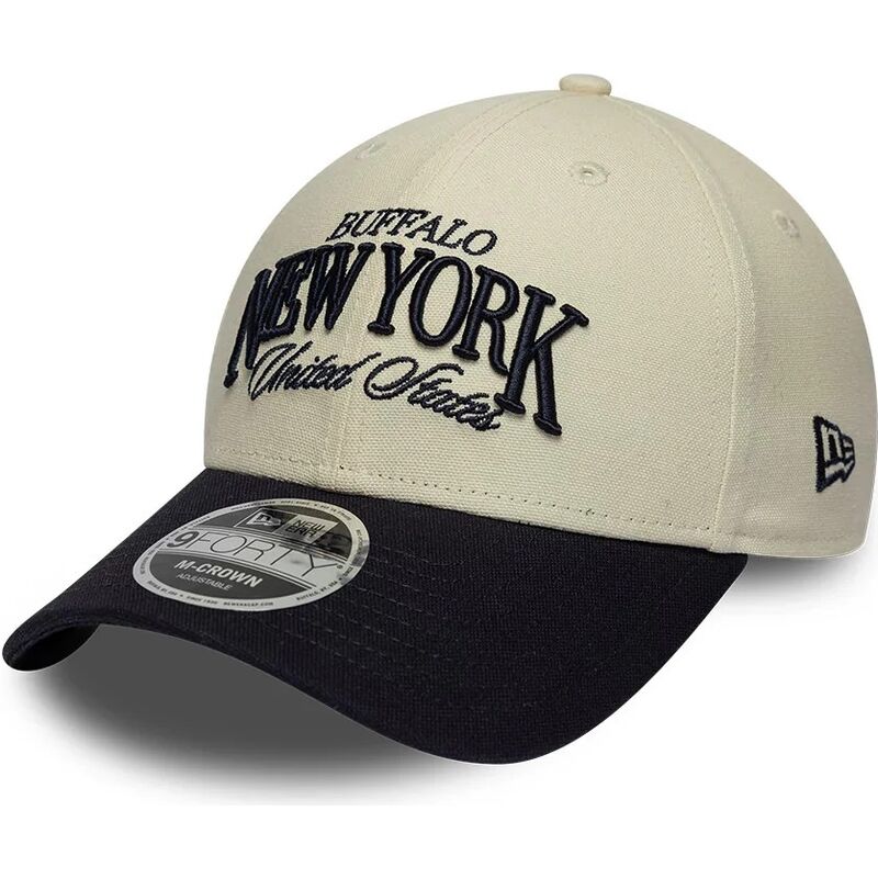 casquette-courbee-beige-et-bleue-marine-ajustable-9forty-m-crown-wordmark-buffalo-new-york-new-era casquette-courbee-beige-et-bleue-marine-ajustable-9forty-m-crown-wordmark-buffalo-new-york-new-era