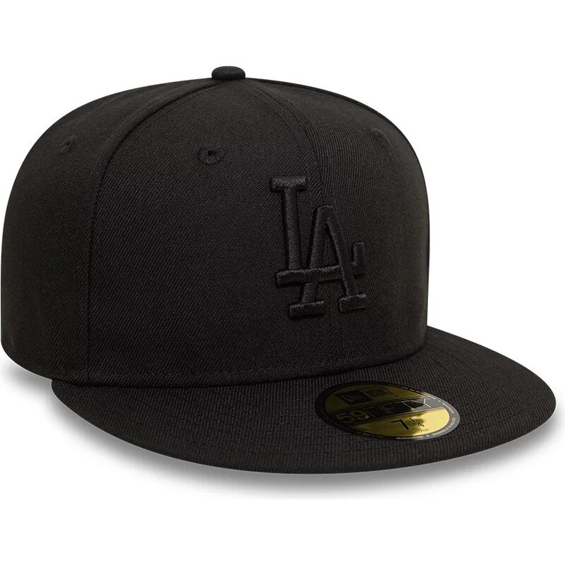 casquette-plate-noire-ajustee-avec-logo-noir-59fifty-league-essential-los-angeles-dodgers-mlb-new-era