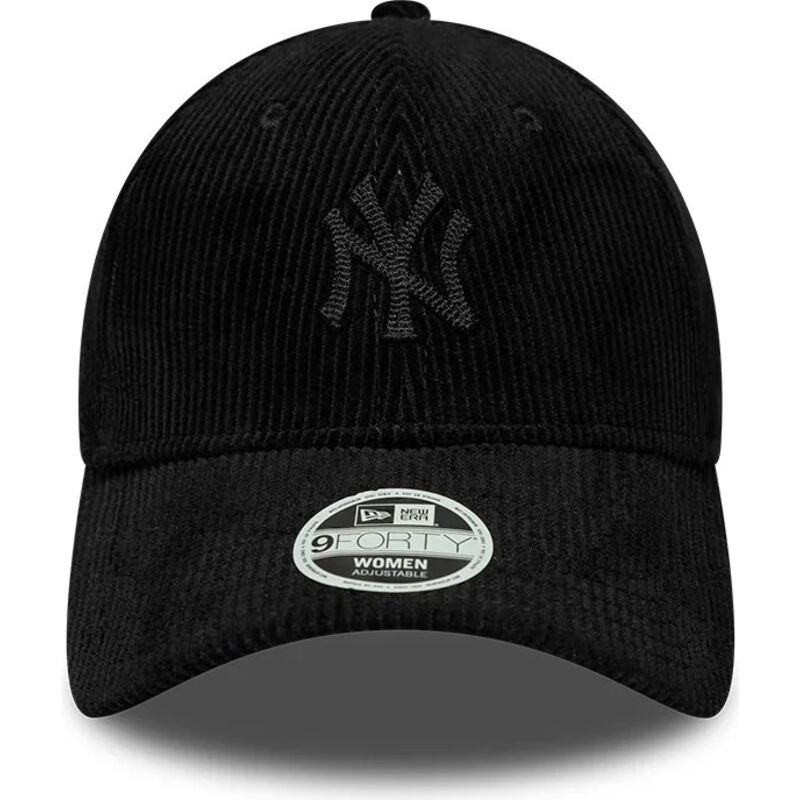 casquette-courbee-noire-ajustable-pour-femme-avec-logo-noir-9forty-cord-new-york-yankees-mlb-new-era