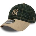 mutzen-gebogen-grun-verstellbares-band-9twenty-mix-check-der-new-york-yankees-mlb-von-new-era