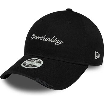 Casquette courbée noire ajustable pour femme 9TWENTY Slogan Overthinking New Era