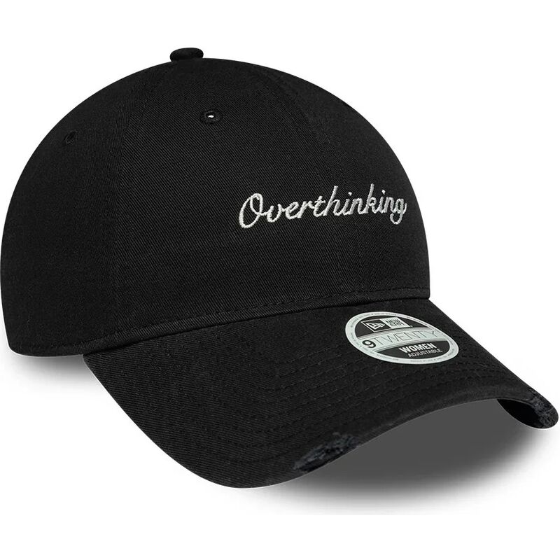 casquette-courbee-noire-ajustable-pour-femme-9twenty-slogan-overthinking-new-era