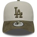 mutzen-gebogen-grun-snapback-9forty-e-frame-suede-visor-der-los-angeles-dodgers-mlb-von-new-era