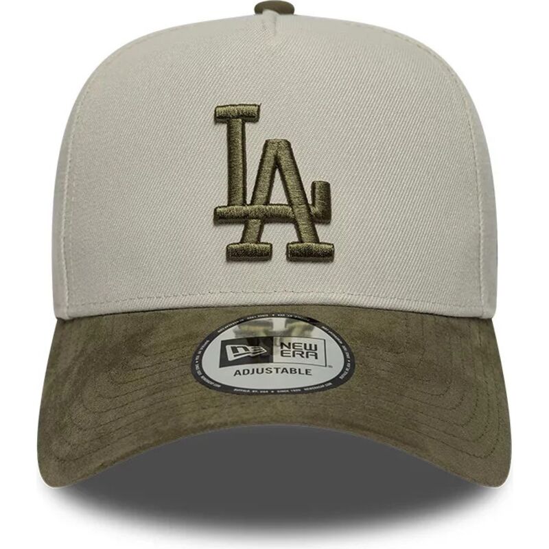 mutzen-gebogen-grun-snapback-9forty-e-frame-suede-visor-der-los-angeles-dodgers-mlb-von-new-era