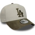 mutzen-gebogen-grun-snapback-9forty-e-frame-suede-visor-der-los-angeles-dodgers-mlb-von-new-era