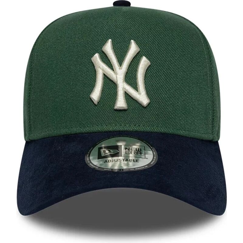 mutzen-gebogen-grun-snapback-9forty-e-frame-suede-visor-der-new-york-yankees-mlb-von-new-era